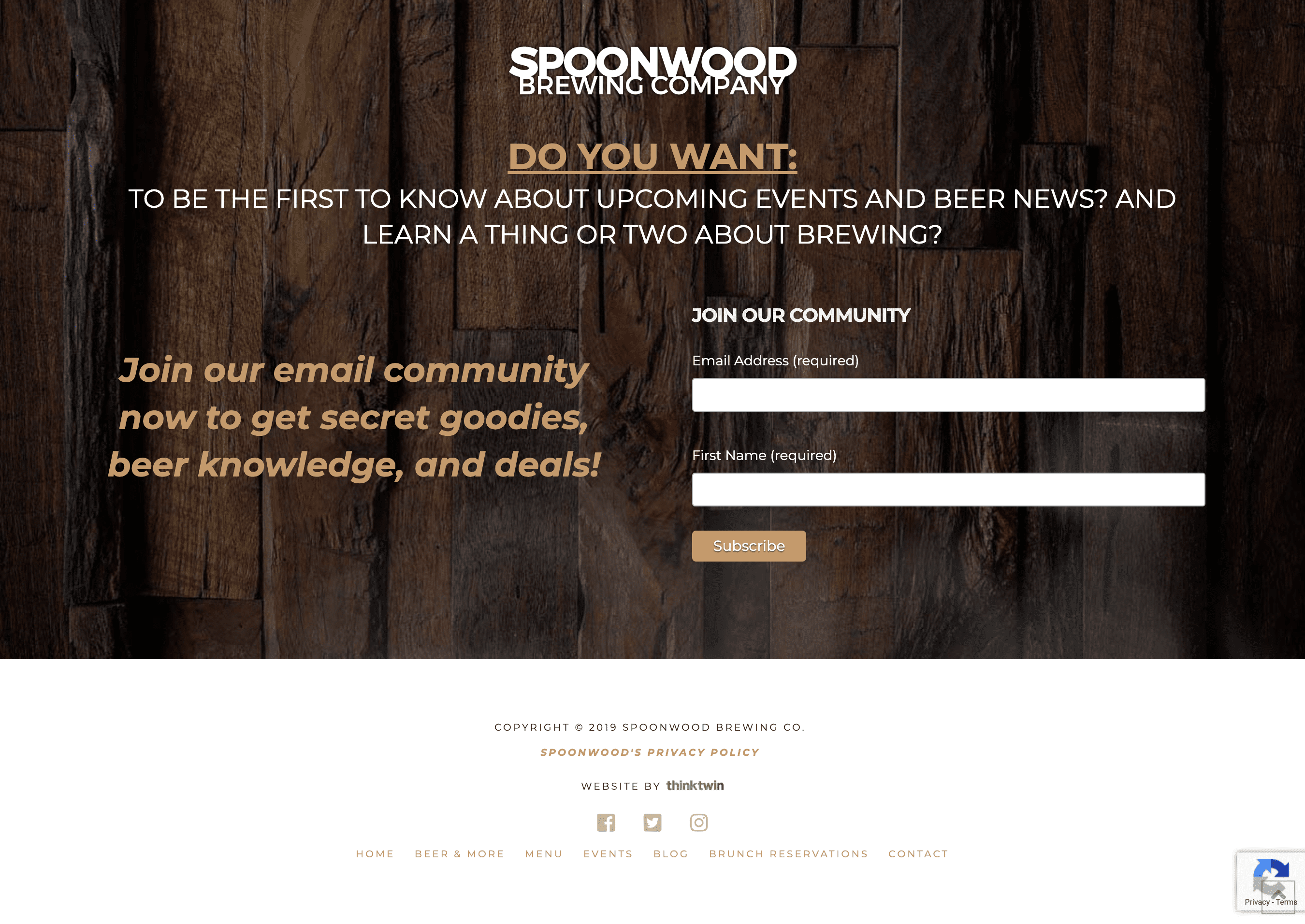Spoonwood Brewing sign up