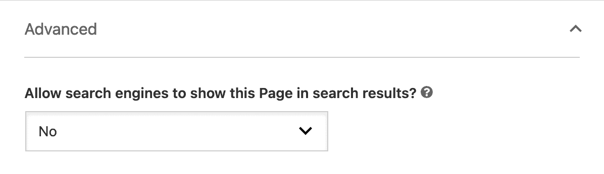 Yoast settings to noindex a page