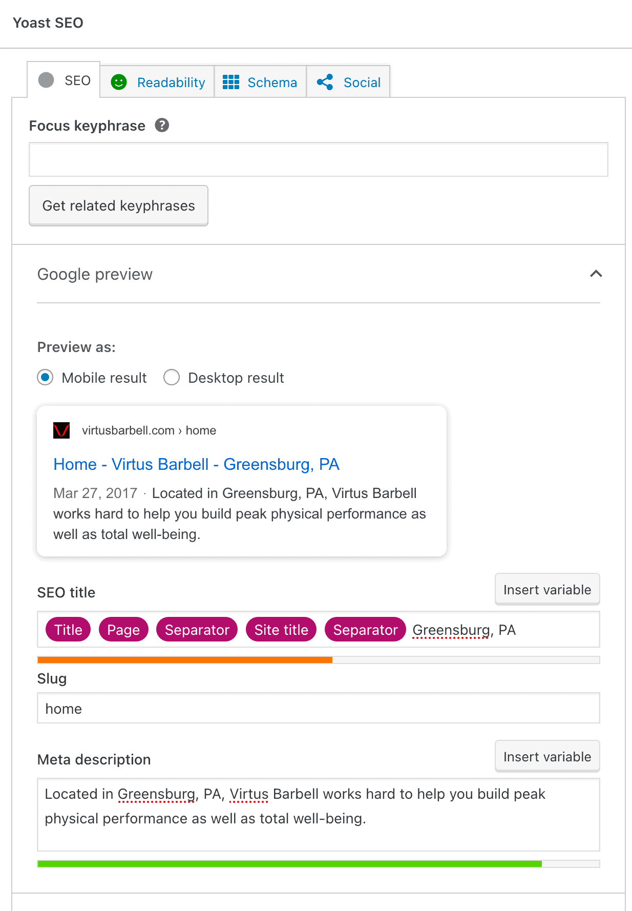 Yoast SEO meta description